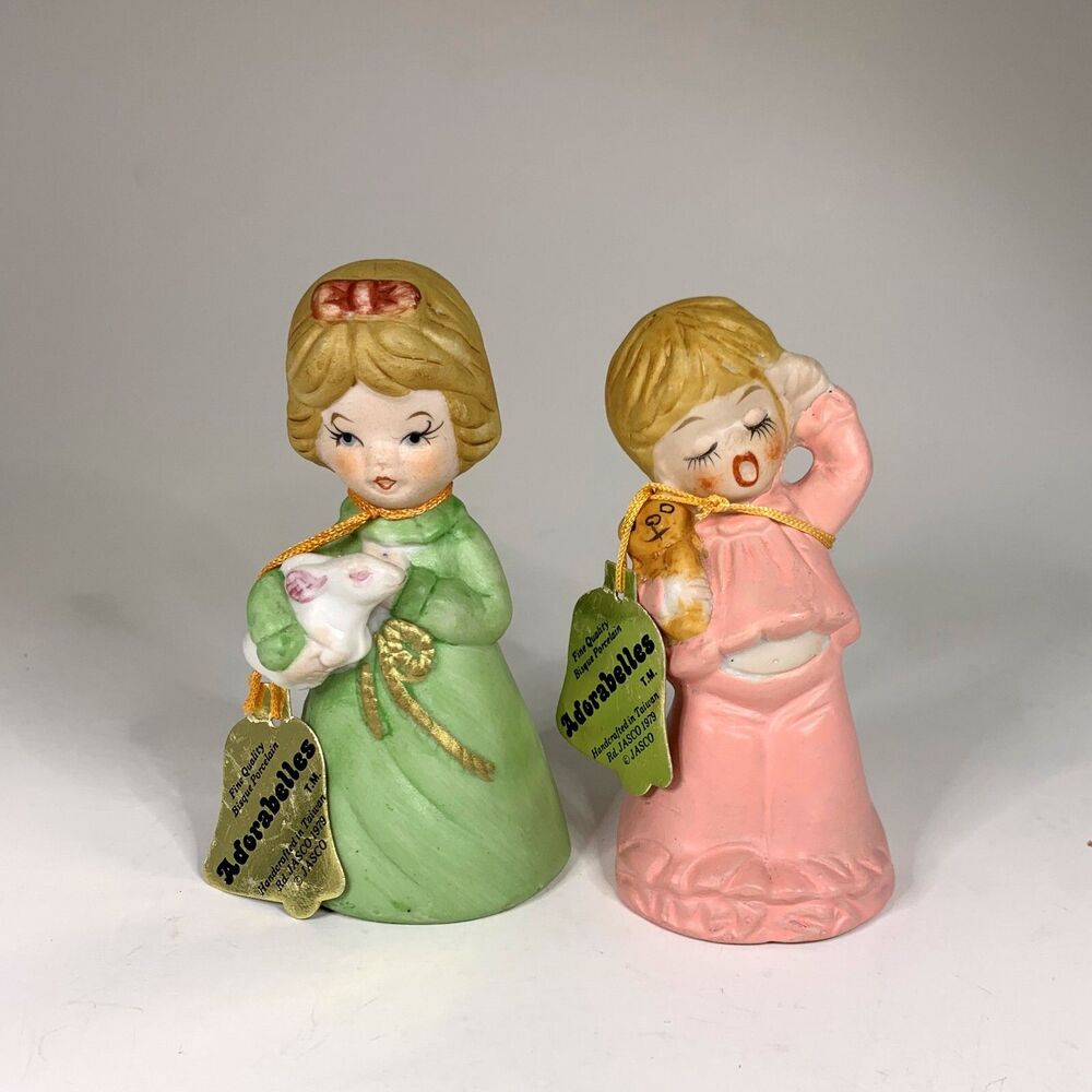 1979 Adorabelles Jasco Bisque Porcelain Tags Made Taiwan Cottagecore Vintage